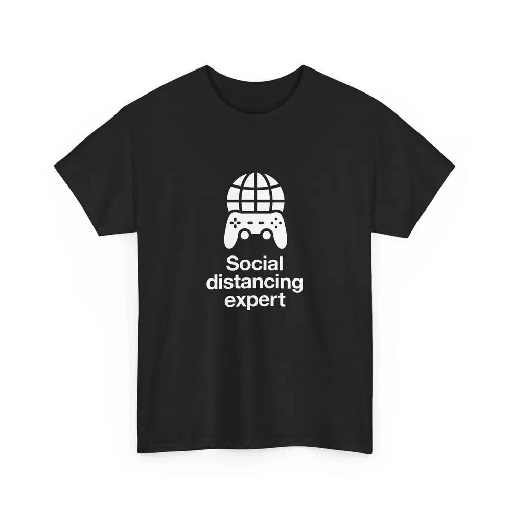 Men Social Distancing Expert Gamer Graphic T-Shirt Game Controller Globe Print Cotton Short Sleeve O Neck Casual Gaming Tee Tops