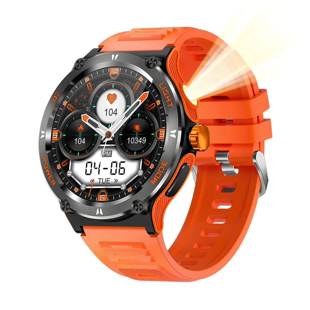 TJXL-TKYUAN 2025 شاشة تعمل باللمس الرياضة ساعة ذكية Relogio Reloj Inteligente Hombre Montre Connectee مصباح يدوي خارجي Smartwatch