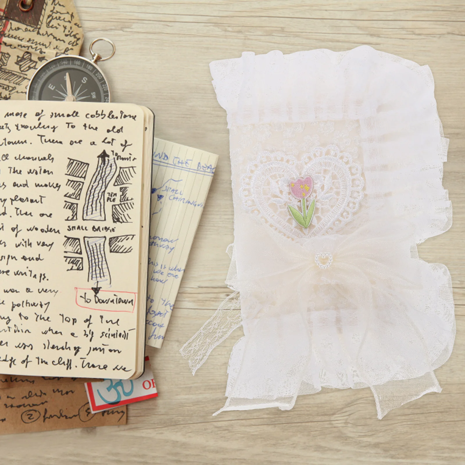 

Book Protectors Handbook Diary Fabric Protective Cover White Lace Floral (square + Strap) Sleeve Creative Decor for Students
