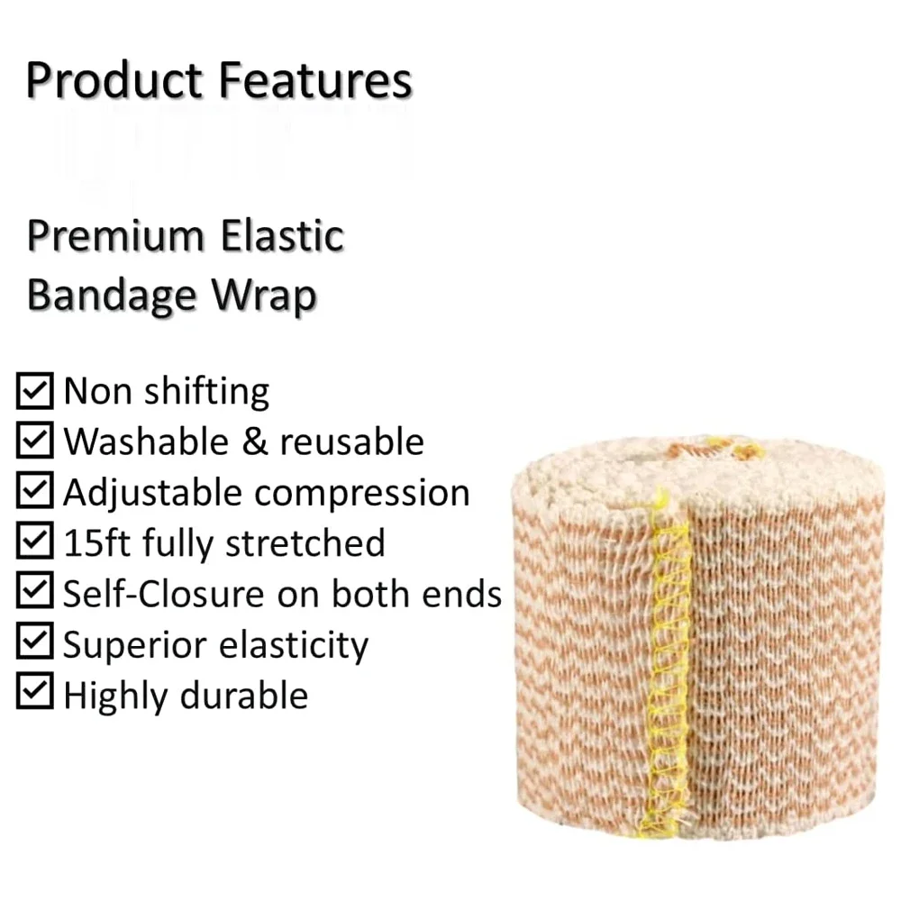 2 Pack Elastic Bandage Wrap, Compression Wrap Bandage for Legs, Ankle, Knee, Tummy, Body, Lymphedema Wraps for Legs, Latex-Free
