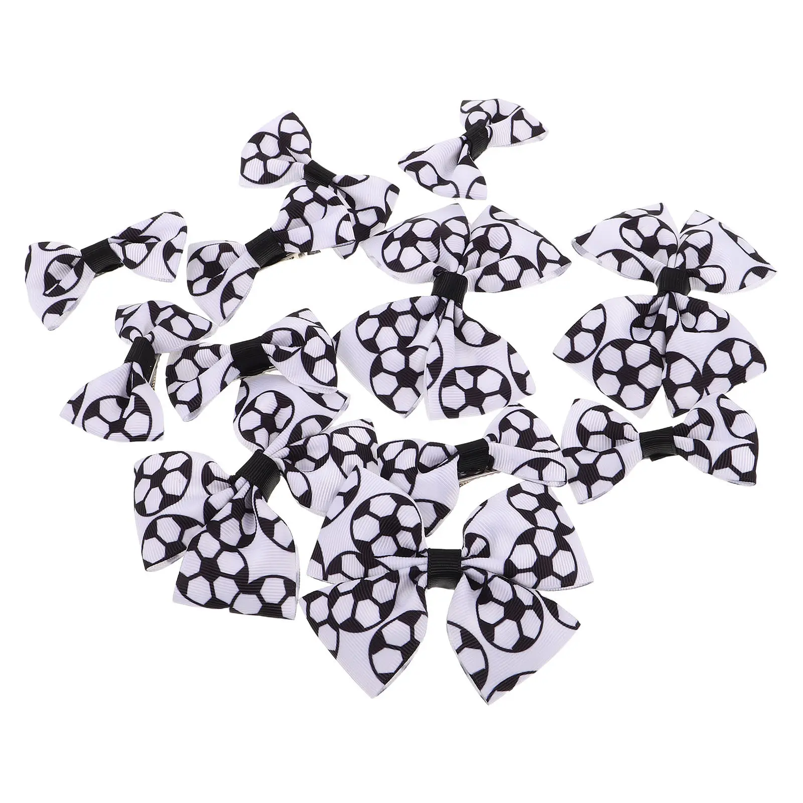 

12Pcs Hair Bow Clips Football Theme for Soccer Ball Ribbon Bows Sports Hair Accessories Daily Wear Party Outfit