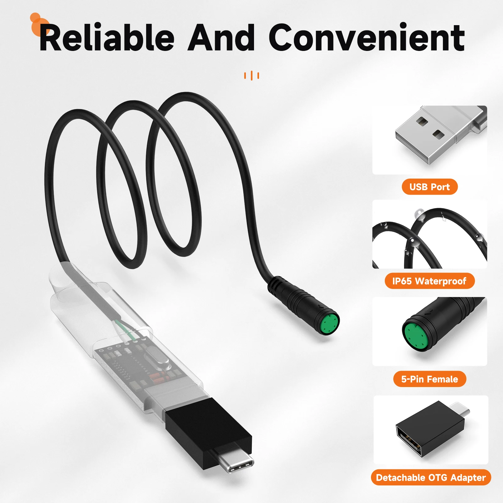 OTG-USB USB Programing Cables for Bafang Mid Drive Kit BBS01 BBS02B BBSHD to Changes PAS Speed Parameters 43.3\