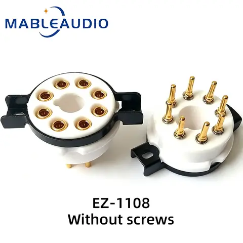 Douille de tube en céramique octale EZ‑1108 1108A 1108C à 8 broches plaquée or avec support à vis / borne à souder pour amplificateur à tubes HIFI DIY