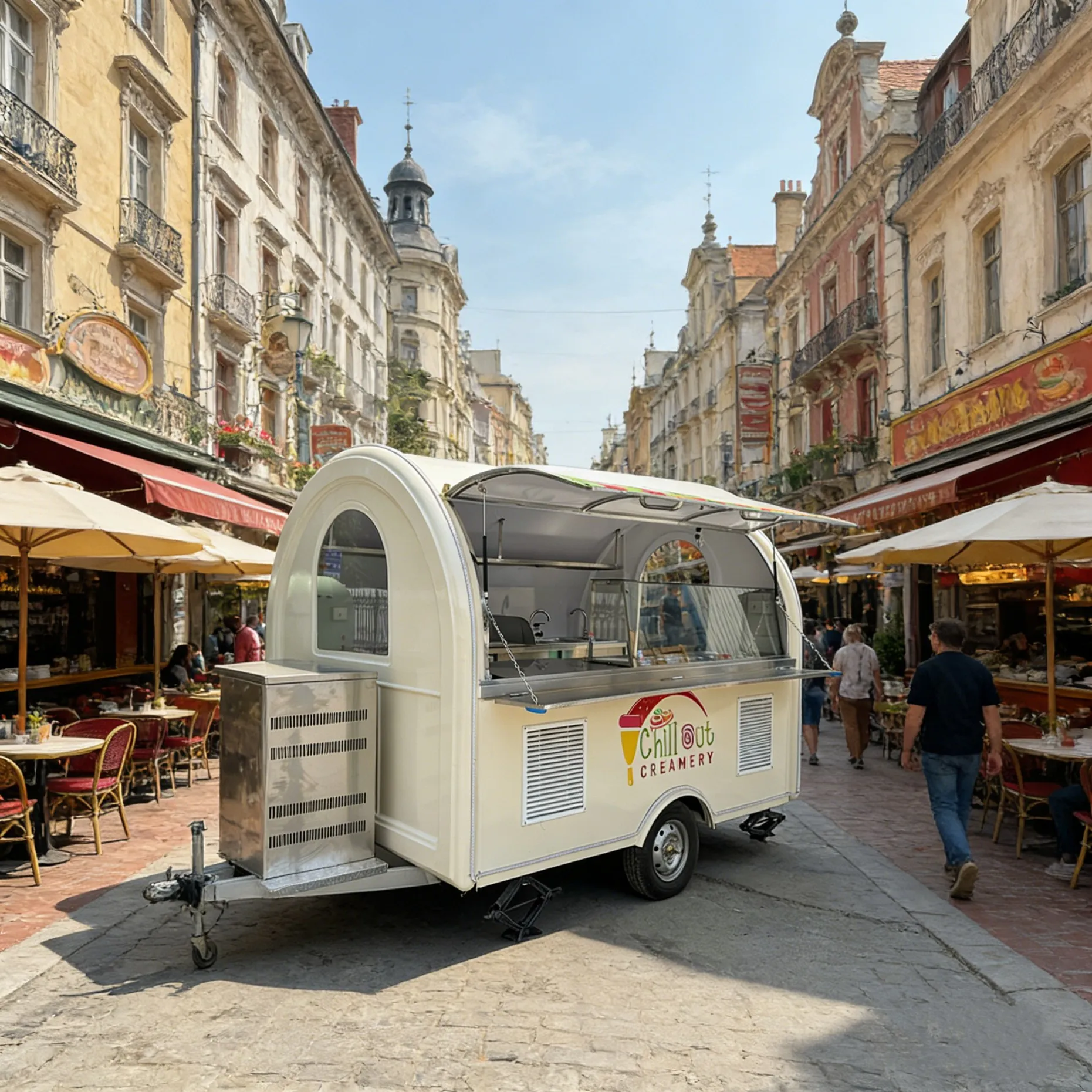 

BBQ Concession Trailer Bubble Tea Coffee Trailer Food Truck Mobile BBQ Concession Trailers with Full Kitchen Equipments