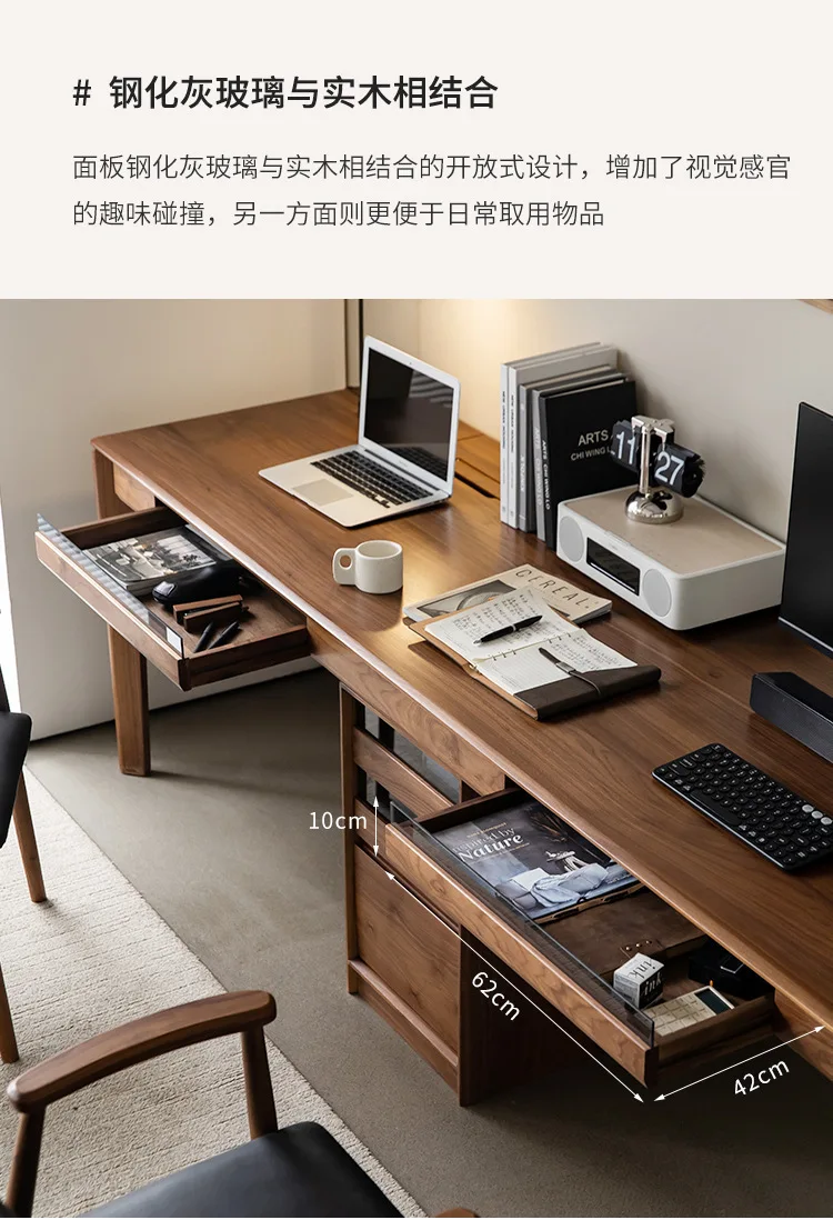 Solid wood double desk Modern simple multi-functional study table