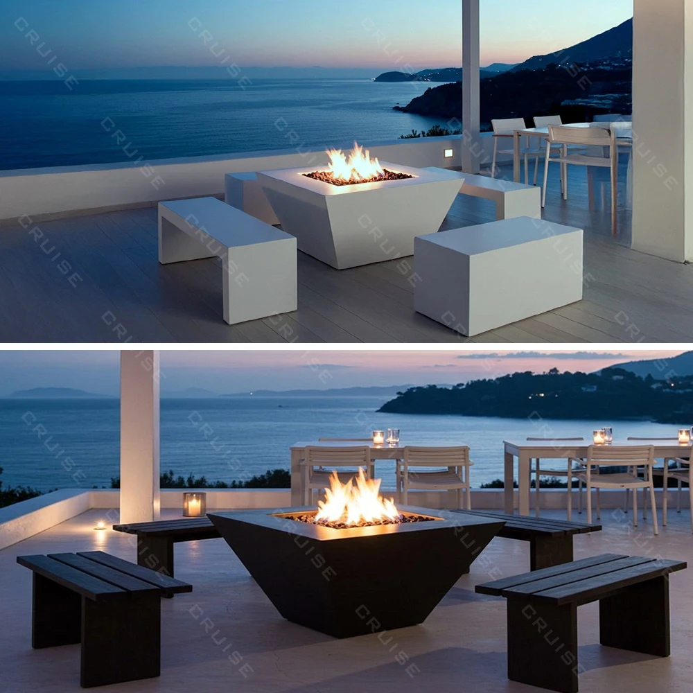 

Outdoor Real Fire Fireplace Alcohol Gas Dual Fuel Courtyard Villa Home Heating 3D Atomization Decorative Fire Fireplace