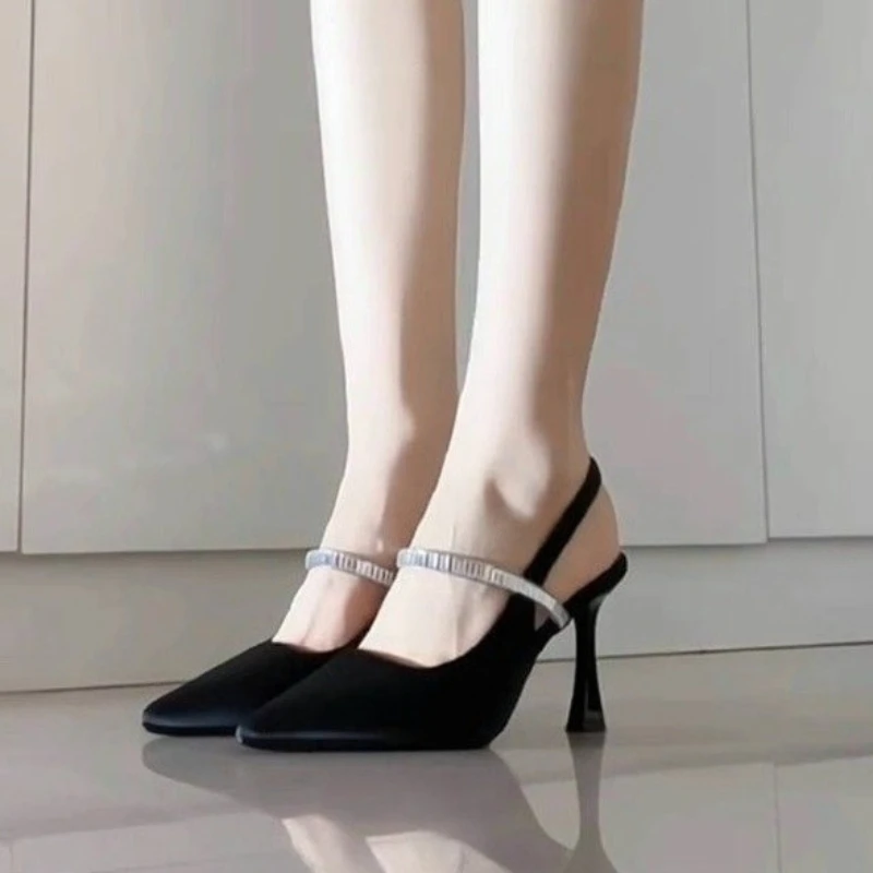 

Women's Back Empty High Heels Temperament French Baotou Sandals 2026 Summer Single Shoes