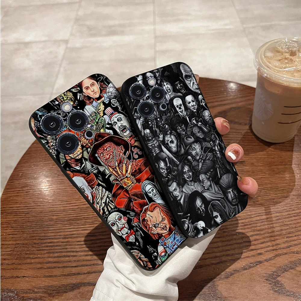 Horror Characters Collection Phone Case For IPhone 11 12 13 14 15 16 Mini Plus Pro Max Silicon Black Soft TPU Cover