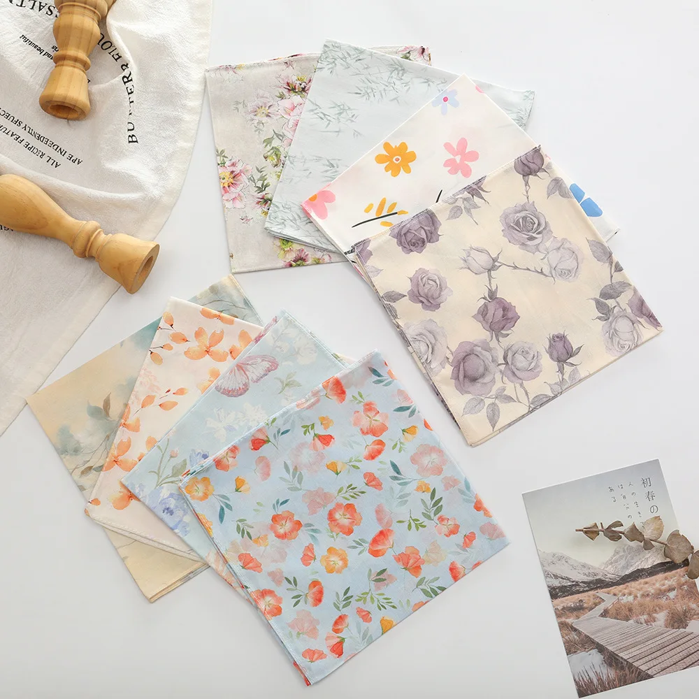 6 pezzi nuovo fazzoletto da donna in puro cotone vecchio stile nostalgico sottile morbido e confortevole asciugamano in cotone 34 * 34 cm