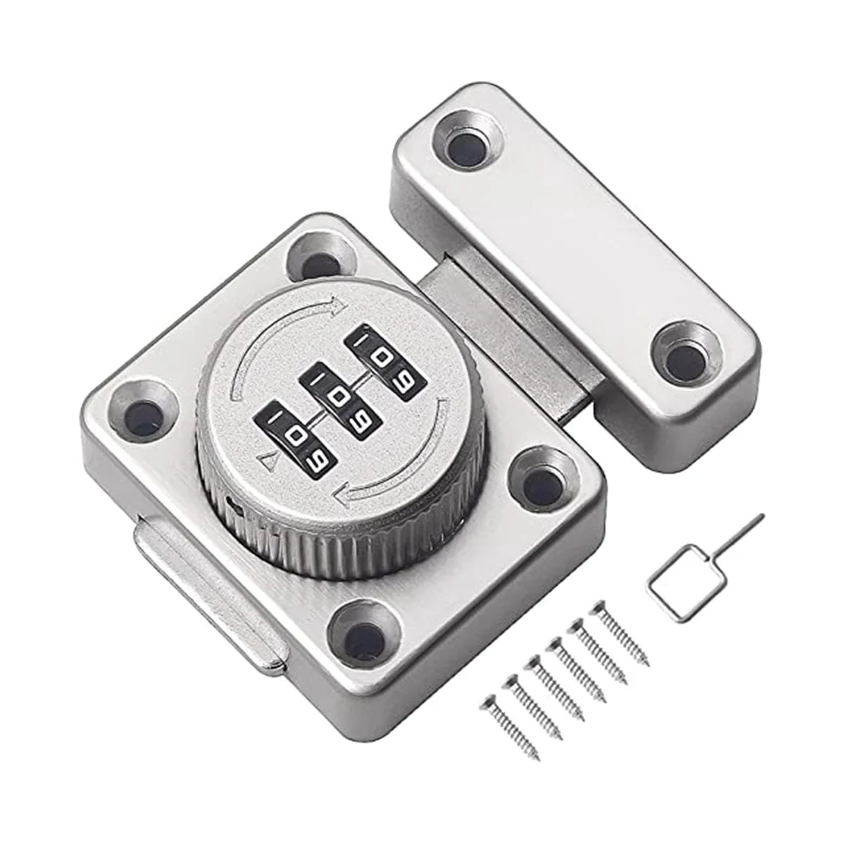 

Mechanical Keyless Cabinet Lock, Swivel Drawer Lock Combination Lock, Combination Latch File Cabinet Lock (Silver)