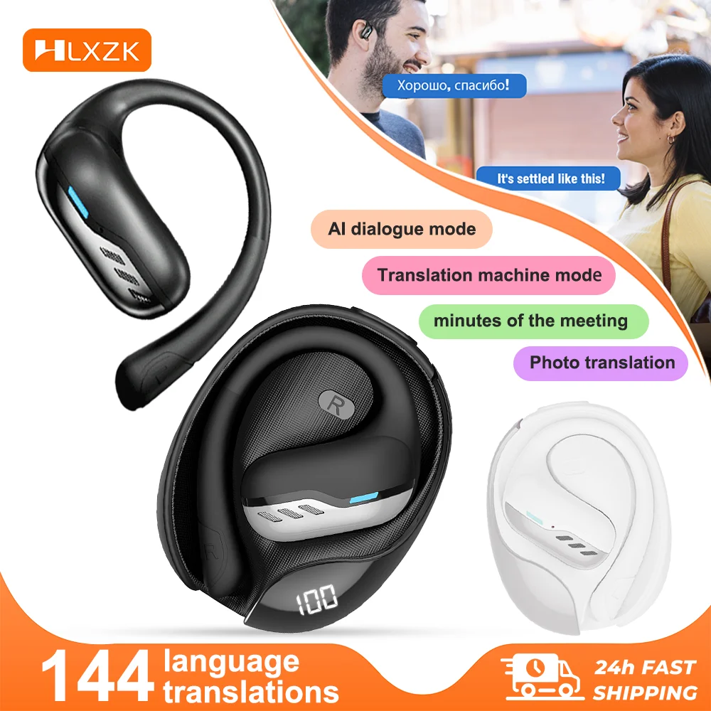 

Wireless Earphones Open Ear Real Time Translators Bluetooth Earbuds Noise Canceling Sports Headphones for International Travel