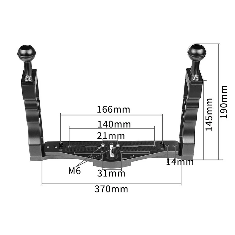 Unterwasser schalen stabilisator aus Aluminium legierung mit zwei Griffen Kamera-Tauch gehäuse halterung Video-Licht halterung