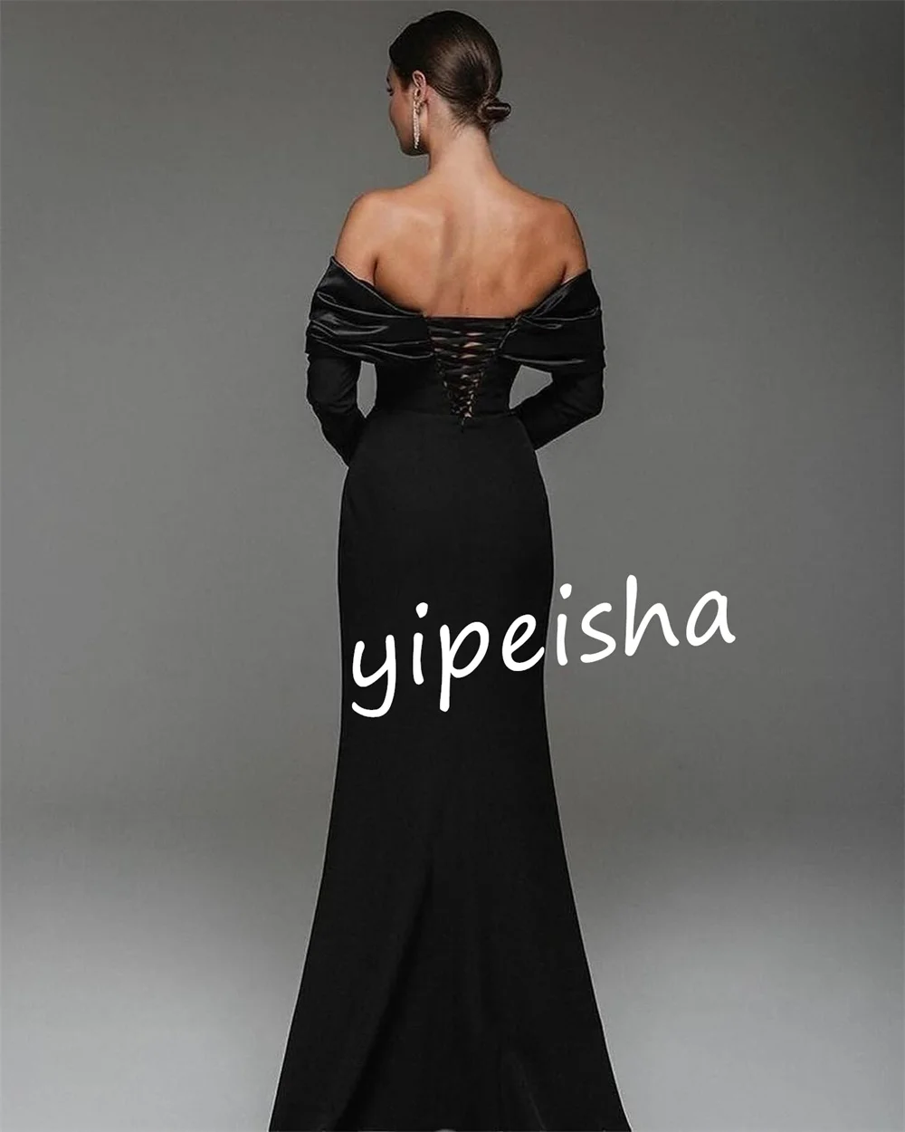 Customized Fashion Jersey Pleat Criss-Cross Mermaid Off-the-shoulder Long Dresses Celebrity Dresses Fashion Modern Style Simple