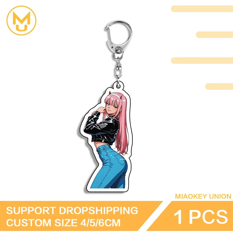 Pretty Zero Two Cute Girl Artistic Attractive Standing Posture Double Sided Keyring Adorable Ingenious Novelty Accessories