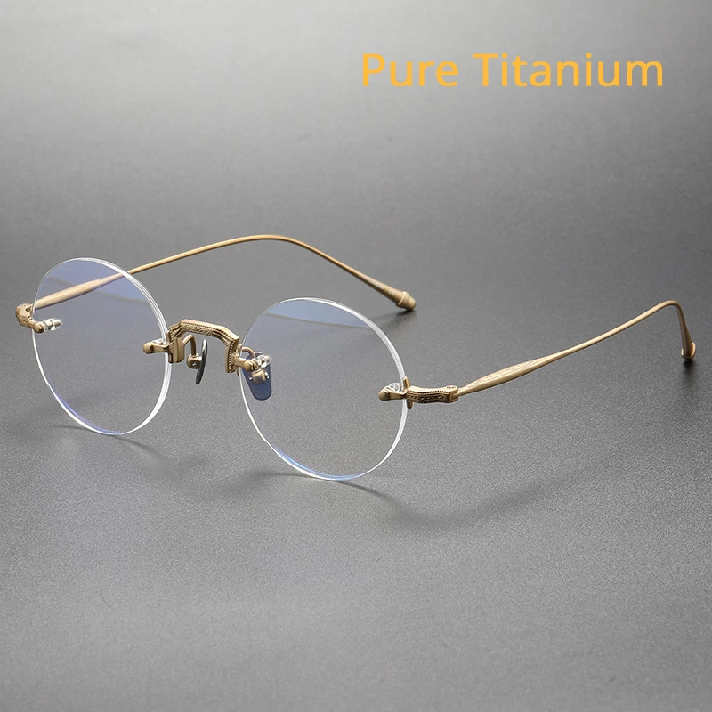 

Janpanese Men's Pure Titanium Eyeglasses Frame Handmade Designer Rimless Myopia Optical Prescription Blue Light Spectacle Frames