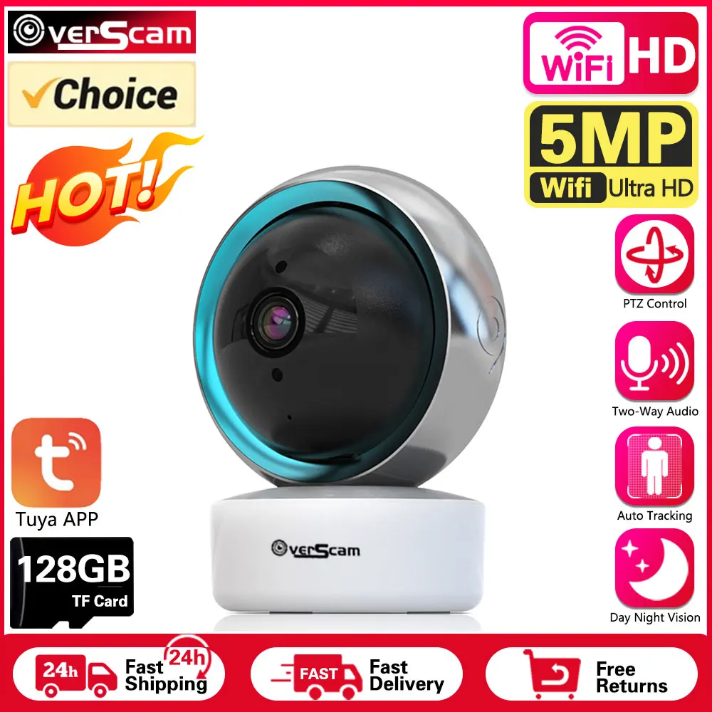 

WiFi PTZ Video Surveillance Camera 5MP Definition Night Vision Bidirectional Audio Automatic Tracking Cloud Home Security Camera