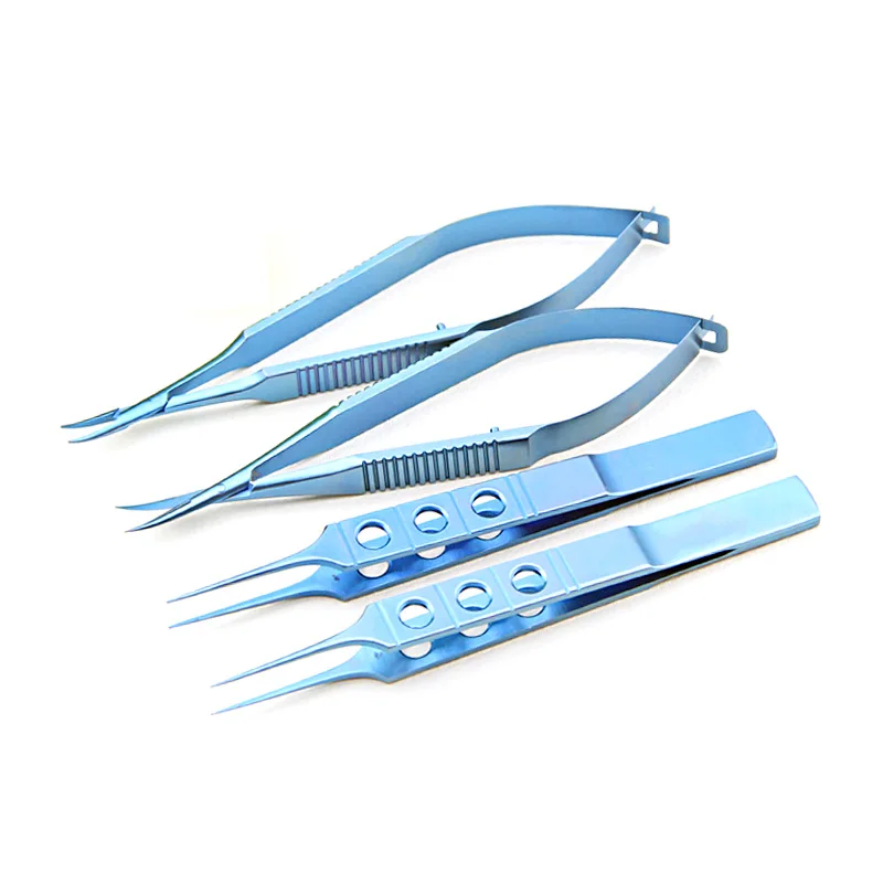 Silicone Ophthalmic Instrumento Set, Fórceps, Needle Holder, Sscissor, Esterilização Bandeja, Pinças