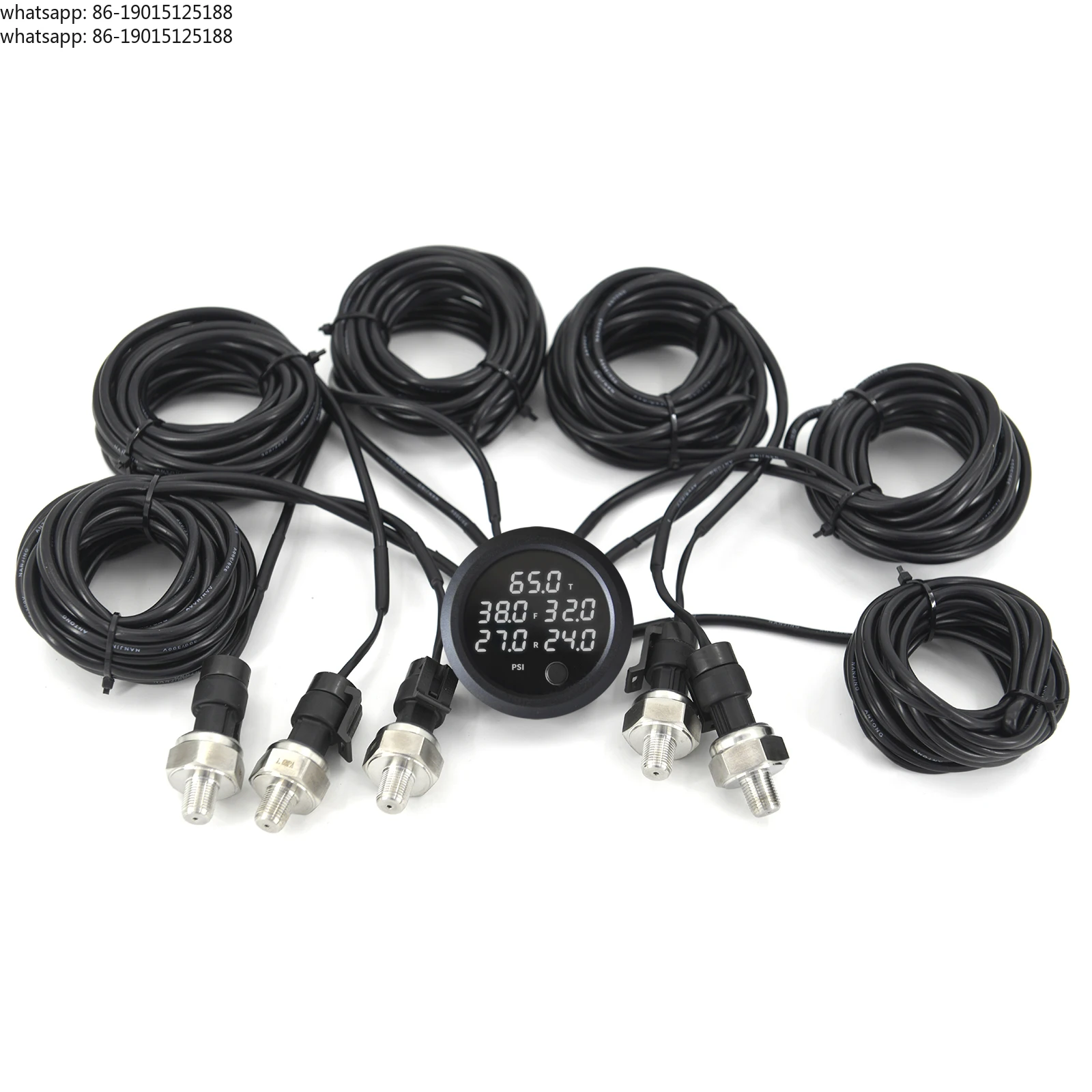 

Universal 5 in 1 Digital Display Air Pressure Gauge for Air Suspension With 5 Pcs 1/8 NPT Sensors Red/Blue/White