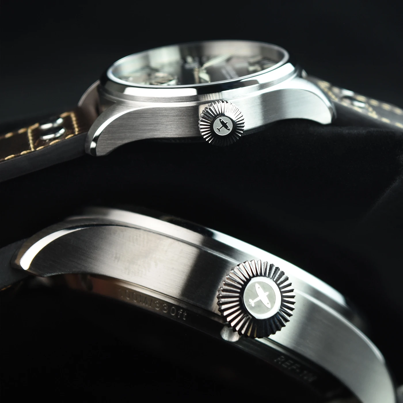 HRUODLAND Maßgefertigte Luxus-Uhr mit Logo, Dynamischem Turbinen-Sekundenzifferblatt, Saphirglas, BGW9 Lume, ST3621 DIY Retro Pilotenuhr für Herren