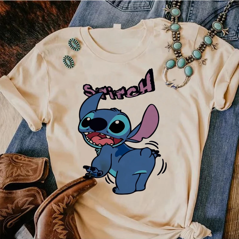 Gothic Sweet Shirt Disney Lilo Stitch Cartoon T Shirt Stitch Cute Manga T-shirt Y2k Graphic Tshirt Top Tee Clothes