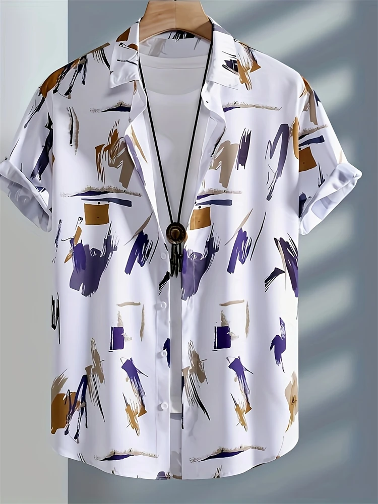 New Men's Summer Shirts Beach Vacation Style With Minimalist Patterns Men's Large Size Button Down Shirts Fashion Men's Clothing