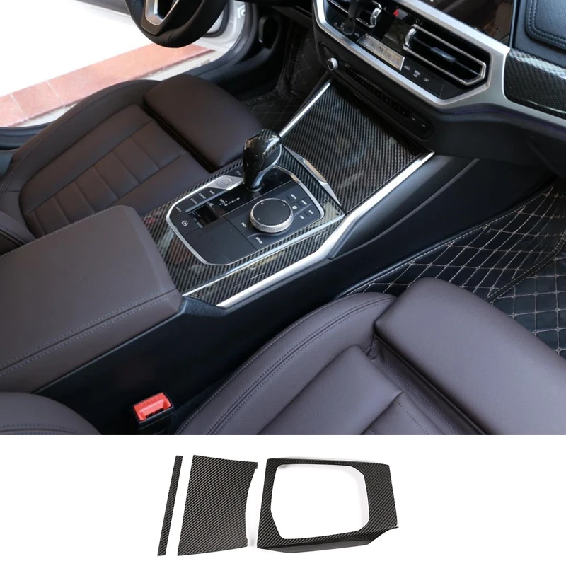 

Для BMW 3 серии 4 G20 G21 G22 2020-2022 автомобильная крышка панели переключения передач, внутренний комплект, декоративная доска из настоящего углеродного волокна