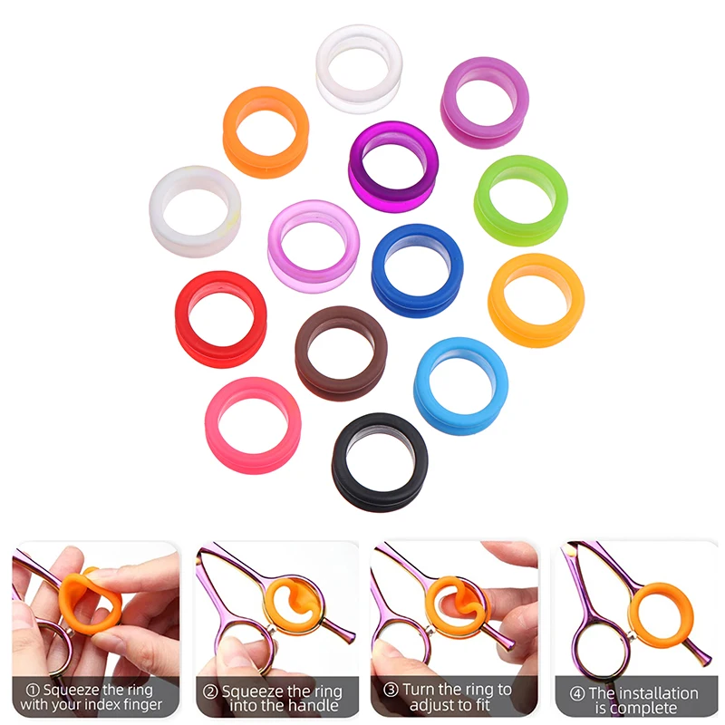 10pcs Salon Hair Scissors Silicone Finger Rings Scissors Inserts Groomer Accessories Handle Rings For Barber Shears