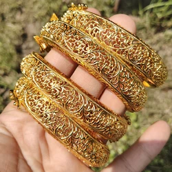 24K Ethnic Gold Color Dubai Bangles Ethnic Wedding Luxury Bangles&Bracelet  Women Girl Bride Cuff  Dubai Bangles