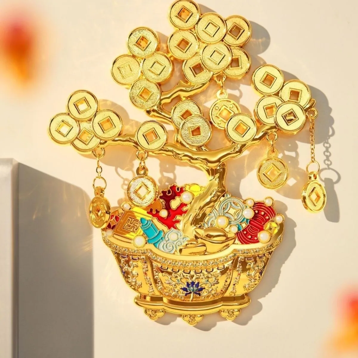 Forbidden City Cultural Creative Lucky Money Tree Fridge Magnet - Metal Magnetic Fortune Attracting Travel Souvenir Home Decor