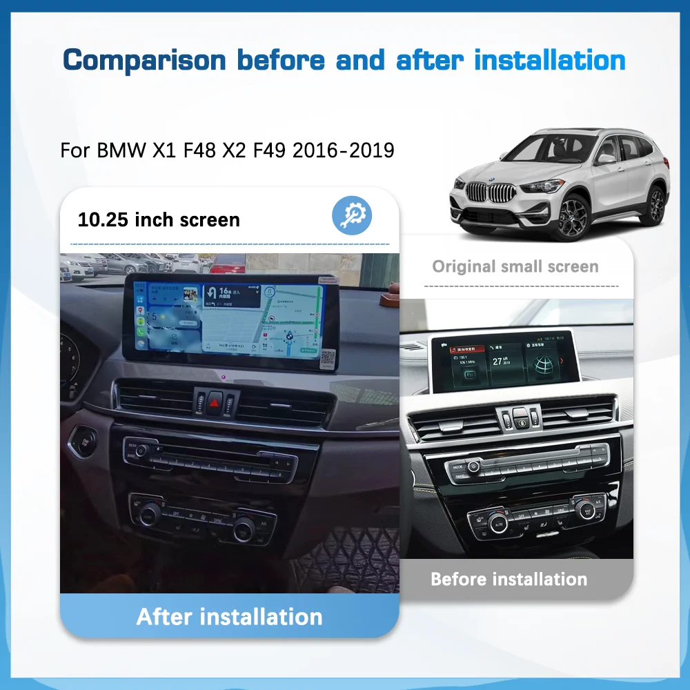 10.25/12.3Inch Car Multimedia Video Player For BMW X1 F48 X2 F49 2016-2019 NBT EVO GPS Navigation Radio Android13 Carplay 4G 360