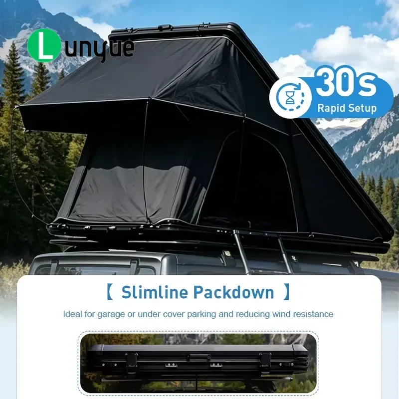 4 Season Waterproof Aluminum Hard Shell Roof Top Tent Quick Setup in 30 Seconds for 2 Person Outdoor Camping Travel