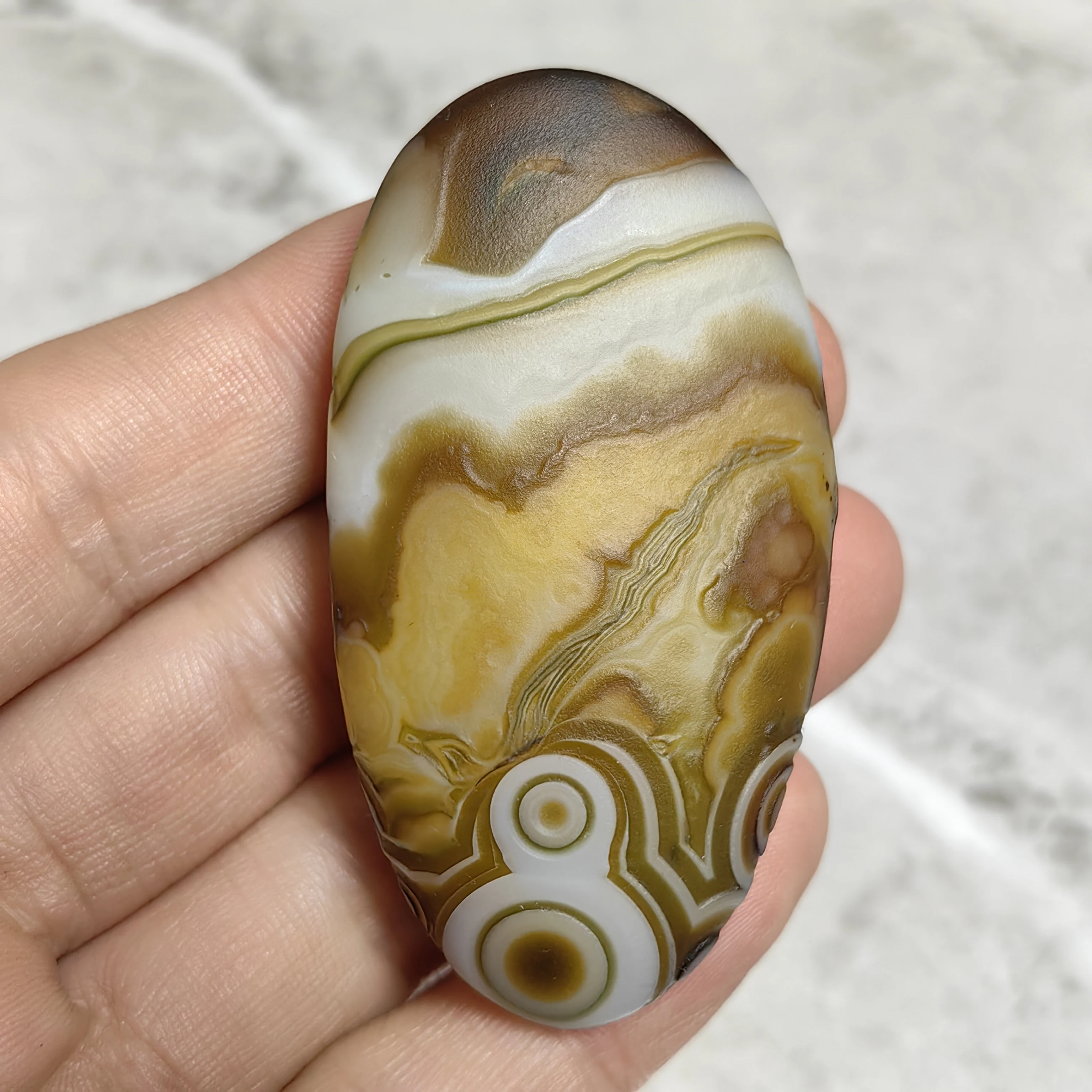 Natural Artistic Conception Agate with Eye Texture, Mineral Specimen Crystal Healing Stone Energy Chakra for Mind Body Spirit