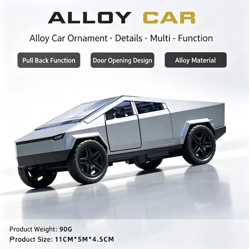 1: 32 Pickup Truck Miniature Police Cars Diecast Toys Alloy Models Doors Opened Sound Light Pull Back Vehcies Collect Ornaments