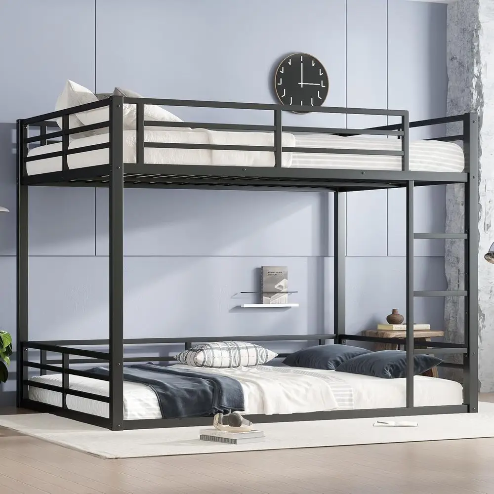 

Heavy-Duty Metal Bunk Bed, Queen Size, Noise-Reduced, Black for Kids and Adults
