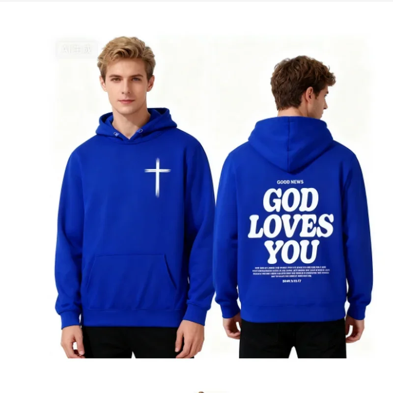 Harajuku الجمالية المسيحية يسوع الكنيسة هوديي الكتاب المقدس الآية الله يحبك مقنعين الرجال النساء بلوزات خمر الشارع الشهير Y2K #1