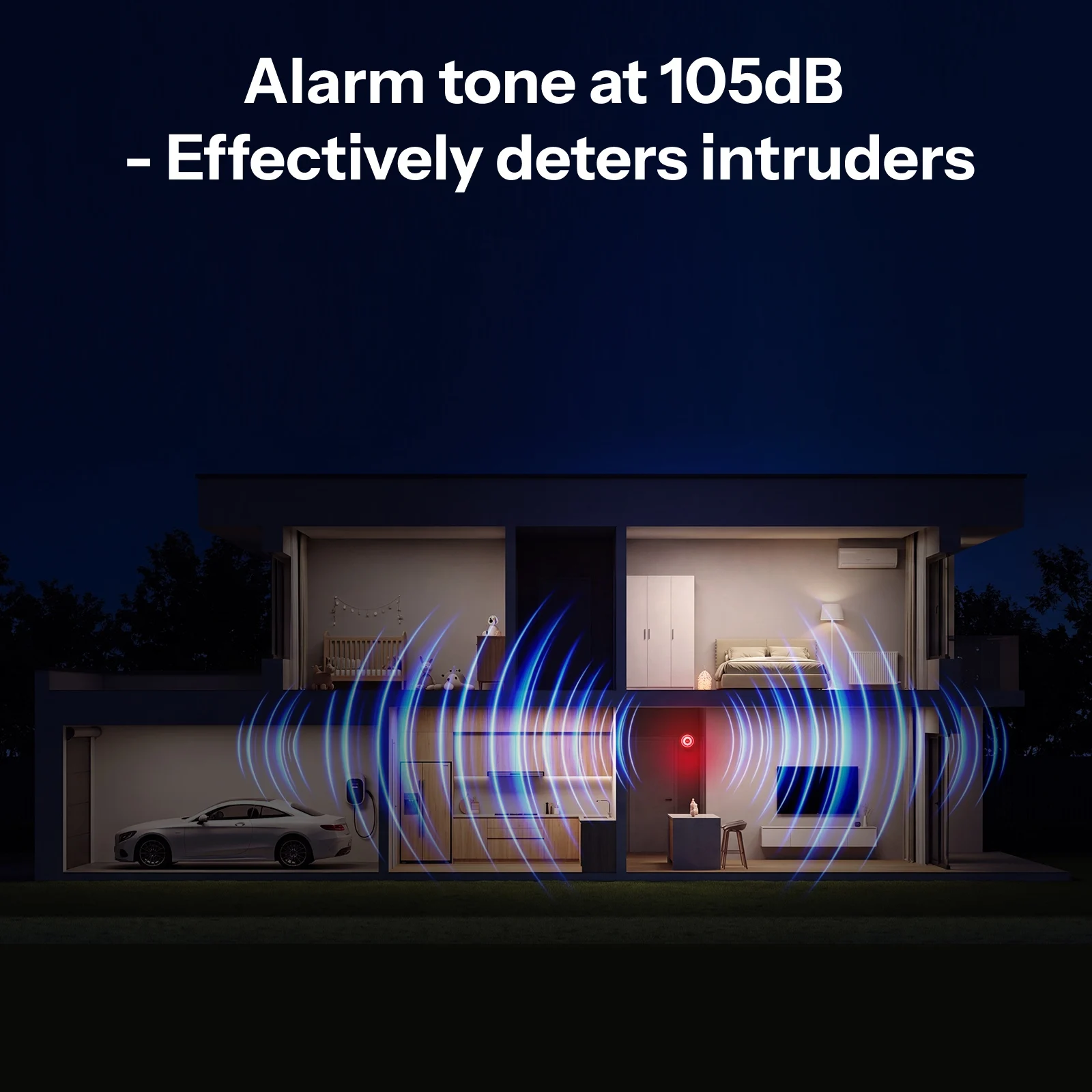 SONOFF SNZB-09P Zigbee SenseGuard Indoor Siren 105dB Loud Alarm Sound & Red Light Alerts USB & Backup Battery Dual Power Supply
