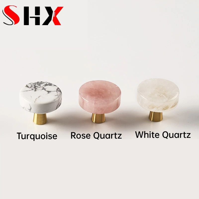 European-Style Crystal Brass Wardrobe Drawer Pull Single-Hole Cabinet Door Handle White Luxurious High-End Furniture Fittings
