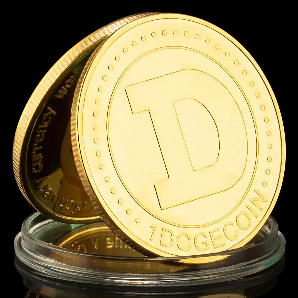 Dogecoin Gold Plated Crypto Coins 40mm Souvenirs and Gifts WOW Cute Doge Home Decorations Commemorative Coin