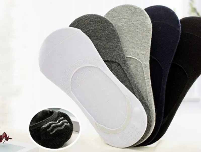 

Invisible Mens Boat Short Socks Summer Non-slip Silicone No Show Running Slippers Cotton Black White Sports Socks