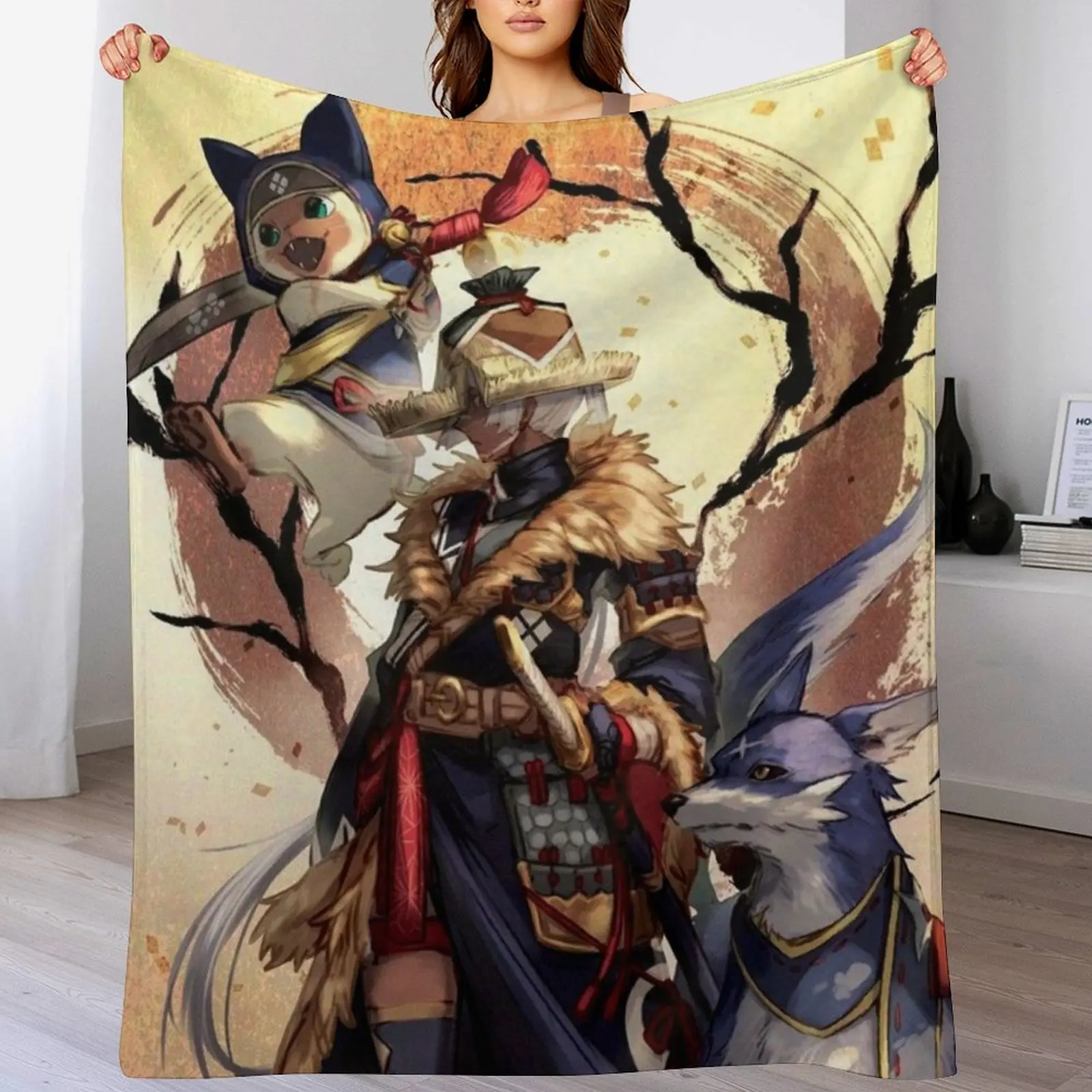 

Monster Hunter Rise Throw Blanket Soft Breathable Blanket for Night Sleeping