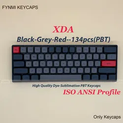 Fynmi DOLCH ISO ANSI XDA Black Grey Red PBT Dye Sublimation XDA Keycaps for Mechanical Keyboard