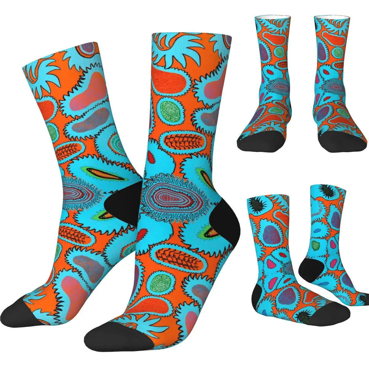 

Crazy Design Kusama Polka Basketball Socks Yayoi Kusama Dots Pumpkin Polka Pop Polyester Middle Tube Socks for Unisex Non-slip