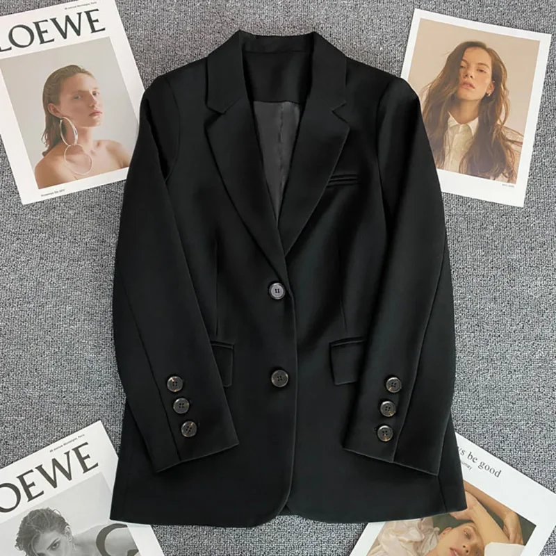 Elegant Office Lady Blazer Woman 2024Fashion Long Sleeve Single Button Blazers New in Coats and Jackets Clothing Outerwears