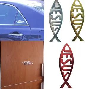 Hıristiyan İsa Balık Sembol Araba Amblem Sticker 3D araba Amblem, araba Çıkartması, Oto Dekor, Popüler, Logo, 1 adet 6 Büyük balık satışı bir hıristiyan no. 1