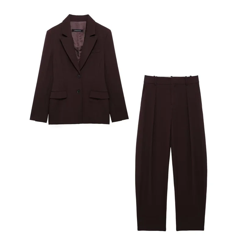 

SuperAen European and American Style Women's Fashion Long-sleeved Suit Oversize Long Loose Pants Two Pieces Sets