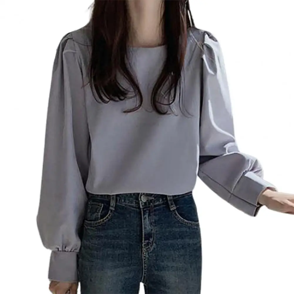 Spring Summer Women\'s Blouses Shirt Women Tops Solid Color O Neck Long Sleeve Loose Lady Shirt Tops Elegant Streetwear