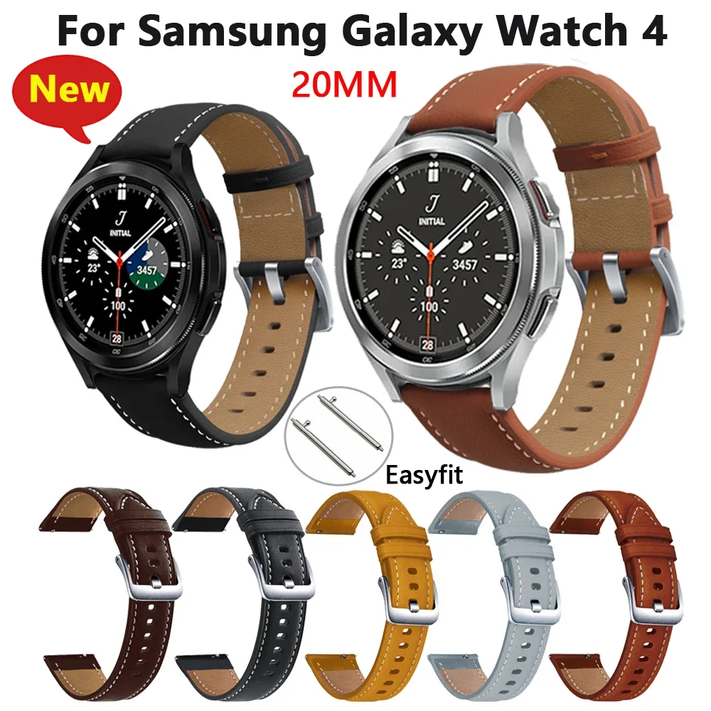 20mm lederen band horlogeband voor Samsung Galaxy Horloge 4 klassieke 46mm 42mm horloge 5 Pro 45mm 40mm 44mm smartwatch band bracele