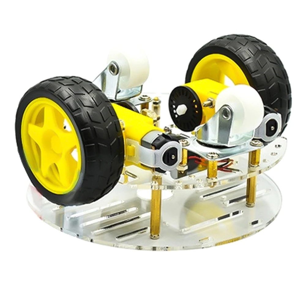 DIY Intelligent Tracing Robot Car with Round Pallet Motor Tire DIY Welding Smart Practice Car Welding Electronics Kit