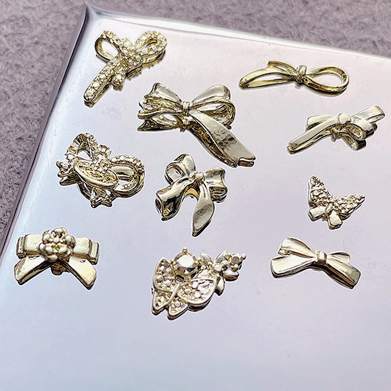 

20PCS 3D Gold Metal Bowknot Nail Art Butterfly Charms Bow Tie Accessories For Manicure Decor Nails Decoration Supplies Material