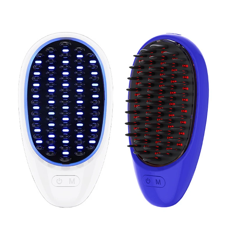 Peine de masaje LED rojo y azul, masajeador de cuero cabelludo para el crecimiento del cabello, cepillo de vibración, terapia de luz roja y azul,